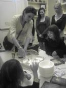 The women of SDT gather for Shabbat candlelighting, Kiddush, Challah and Matza ball Soup.