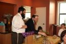 Each of the L'Chaim glasses were poured into a single cup; Alan Newman shares his L'Chaim wine with the group Each of the L'Chaim glasses were poured into a single cup; Alan Newman shares his L'Chaim wine with the group